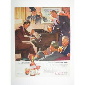 1944 Vintage Print Ad The Gay Nineties Kinsey Blended Whiskey Advertising Art